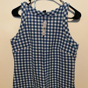 Sleeveless blue and white summer top